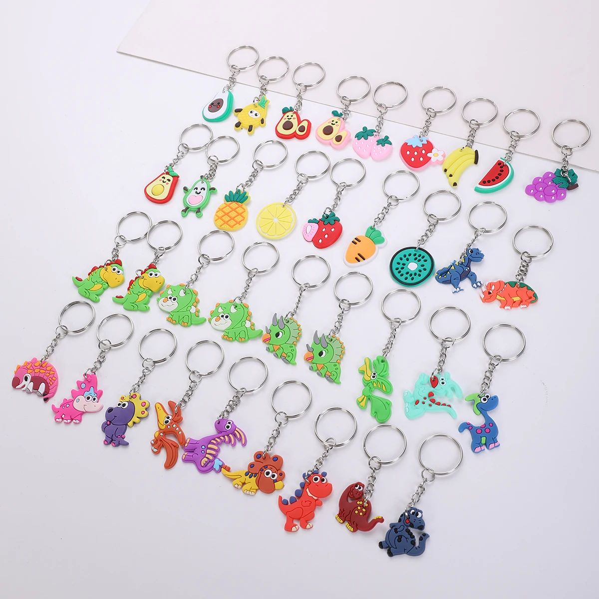 

36pcs PVC Animal Fruit Keychain, Mini Cute Keyring For Classroom Prizes, Birthday Party Favors, Goodie Bag Stuffers Supplies