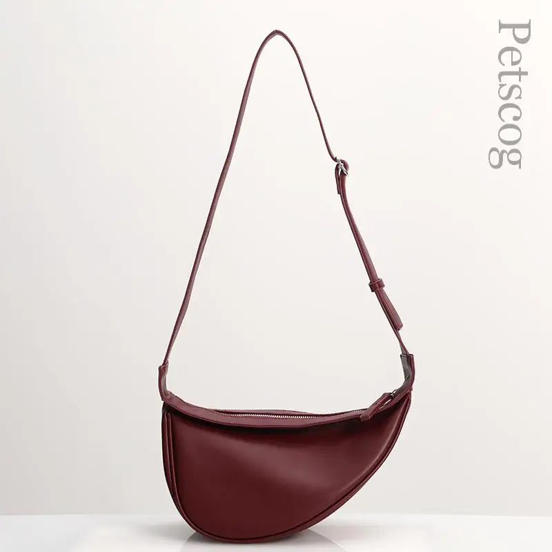 Petscog couro do plutônio bolsa de moda feminina 2022 design meia lua crossbody sacos alças de ombro ajustáveis bolsas de luxo bolsa