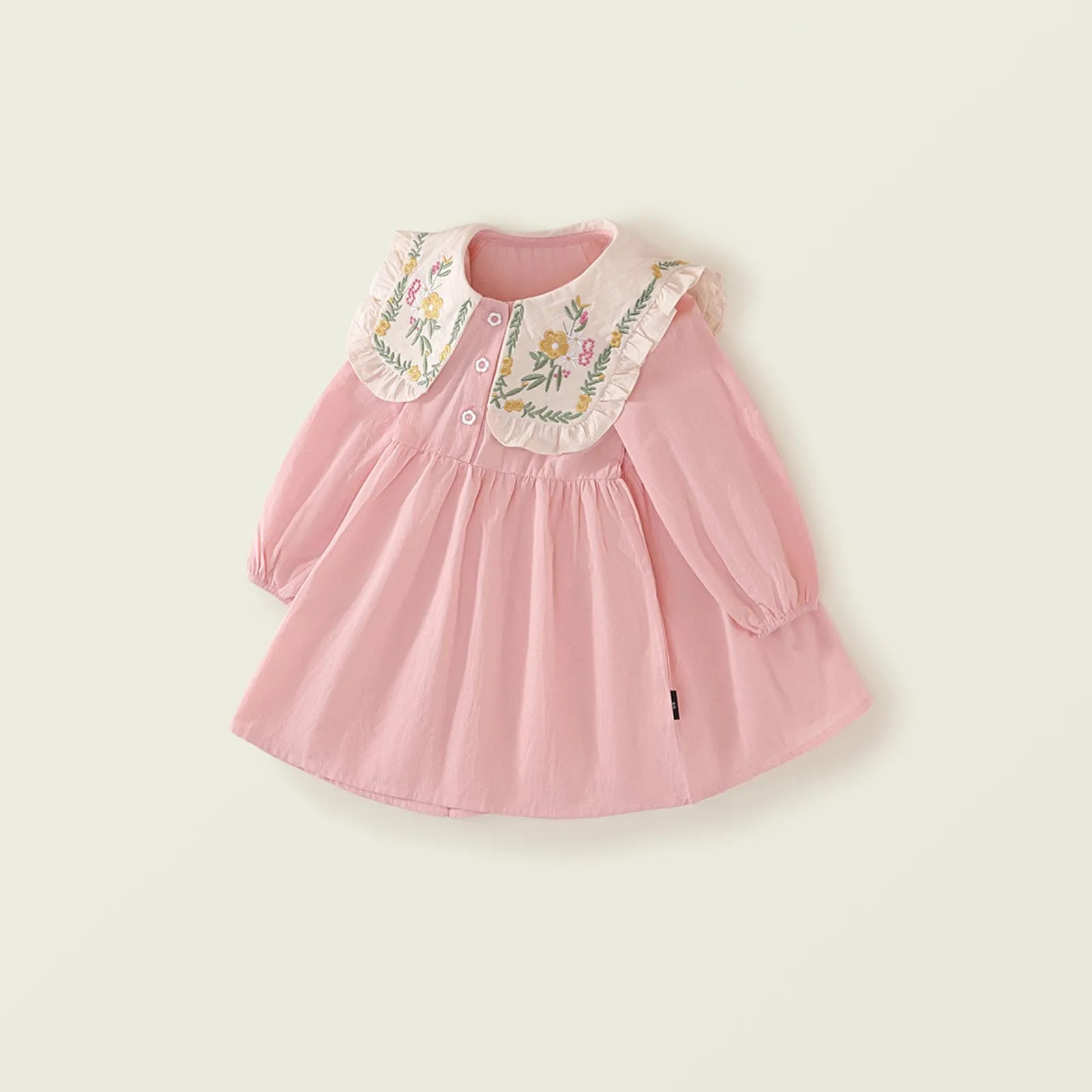 2024 Autumn Toddler Baby Newborn Girl Rompers Dress Long Sleeve Embroidered Doll Collar Baby Dress jumpsuits for 0-2y