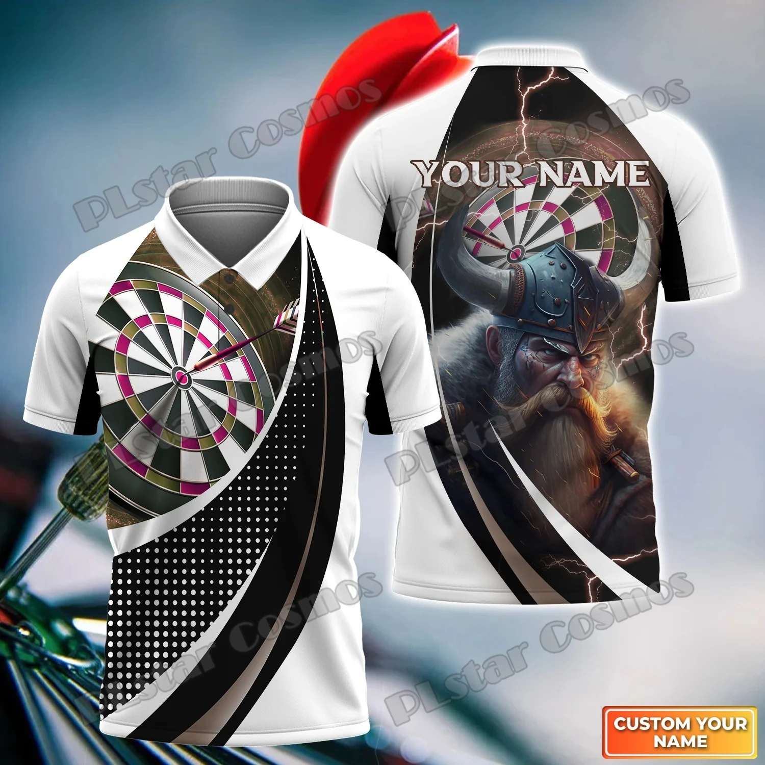 Bullseye Dartboard Personalized Name Bulldog And Darts 3D Printed Men's Polo Shirt Summer Street Unisex Casual Polo shirt WK87