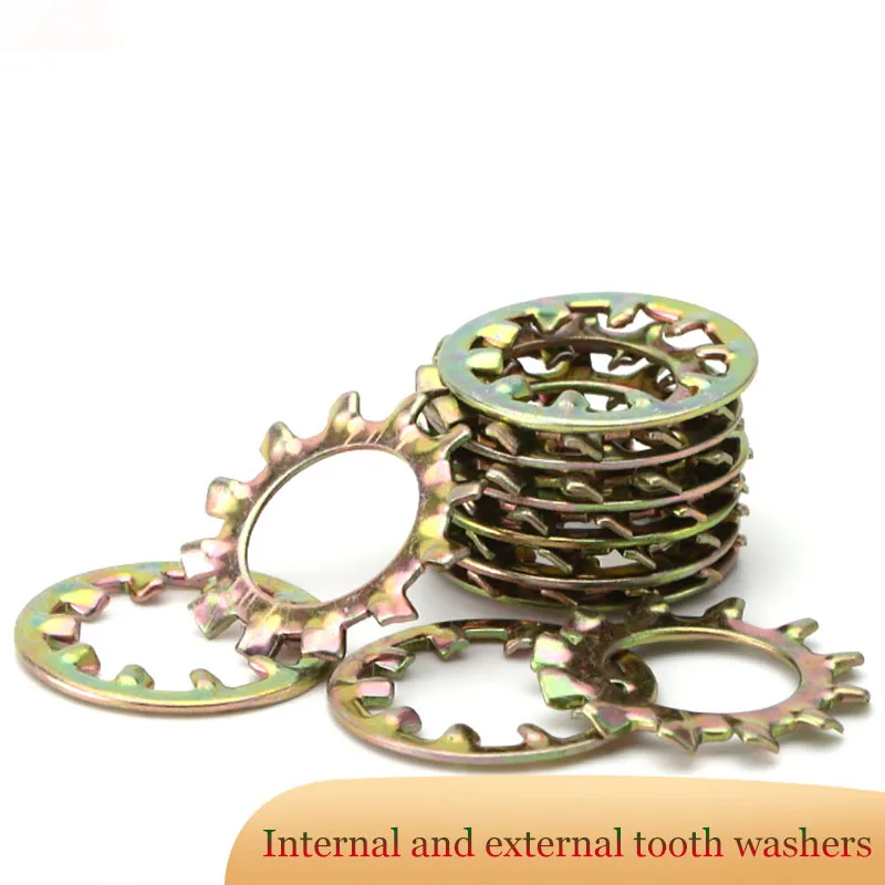 

50 Pc Set M3-M10 Galvanized Serrated Lock Washers Internal & External Thrust Anti-Lock Washers for Secure Fastening