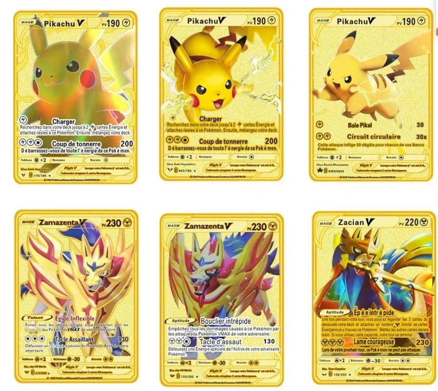 1pcs Pokemon Metal Trading Cards Game Spanish Trading Cards Battle Cards Pikachu Charizard