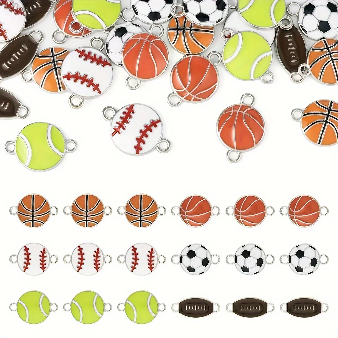 Dijes de aleación de béisbol, fútbol, Rugby, súper cuenco, tema deportivo, colgantes de Metal para bricolaje, artesanía, collar, pulsera,