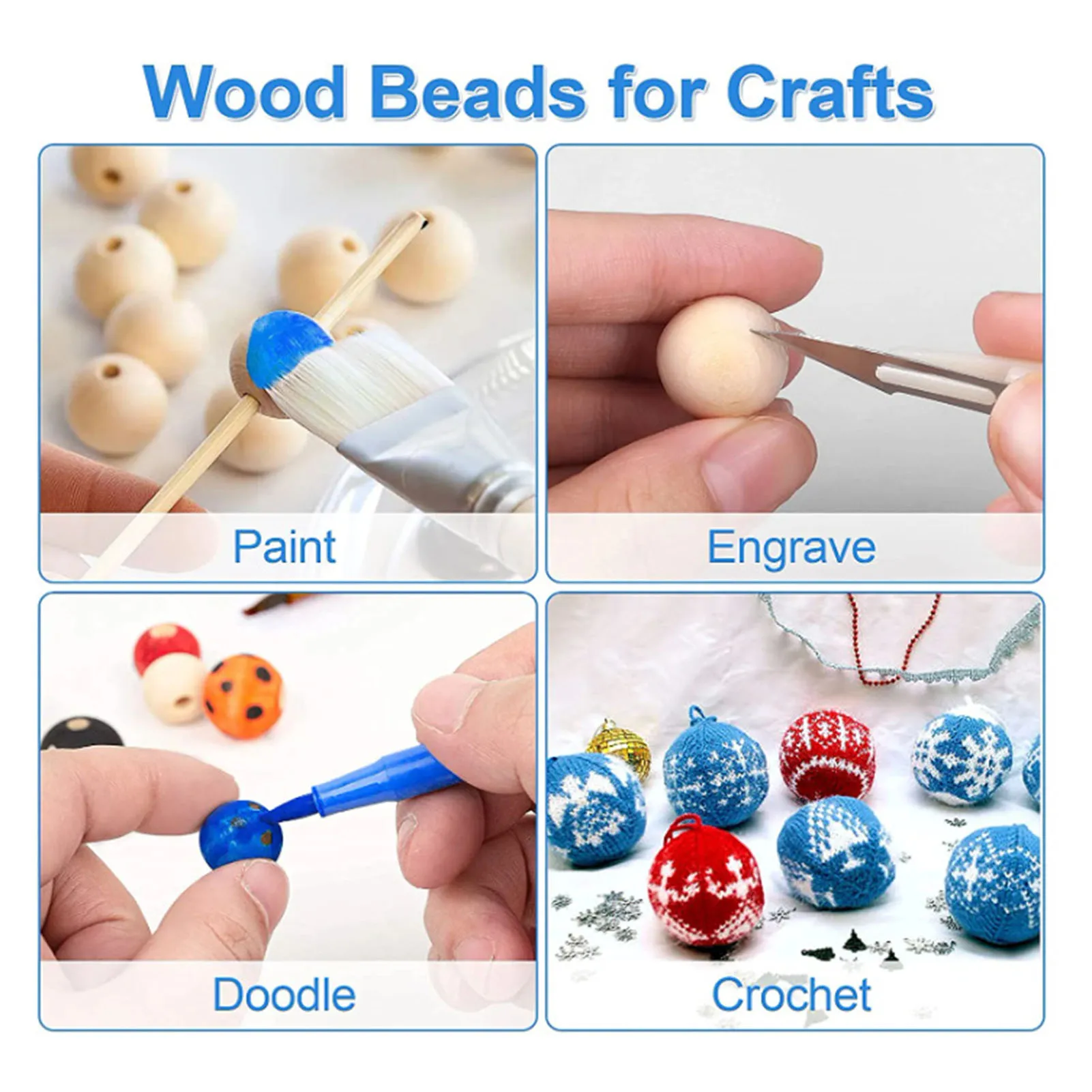 120PCS Handmade Wooden Beads with Hole Durable Natural Wood Beads for Making Necklaces Bracelets