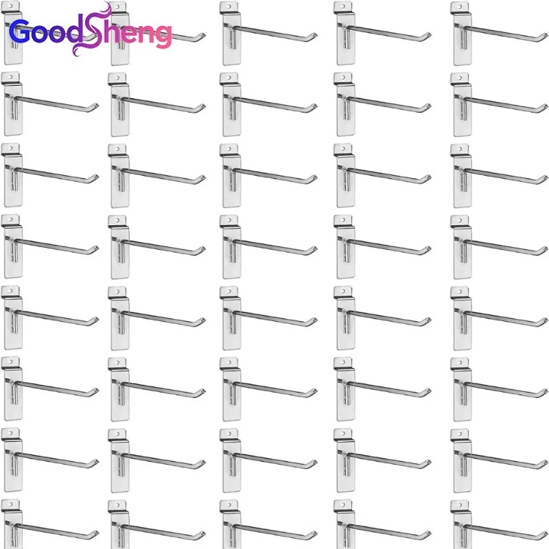 FactorDuty Slatwall Hooks 40pcs Extra Heavy Duty 25lb Capacity Pegboard Gridwall Display Hook for Retail Silver
