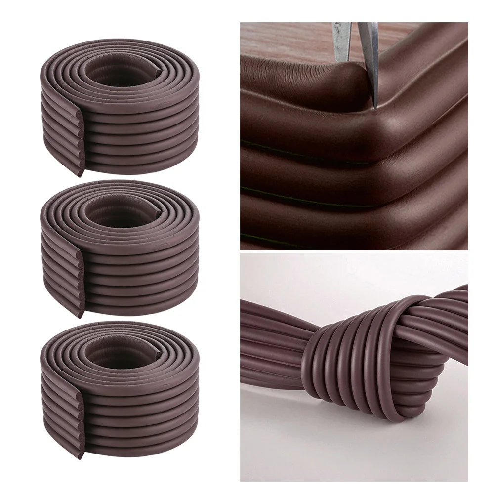 

3 шт. W-образный утолщенный детский безопасный стол, угловая защитная подушка, бампер для предотвращения столкновений, коричневая защита для детей и дома