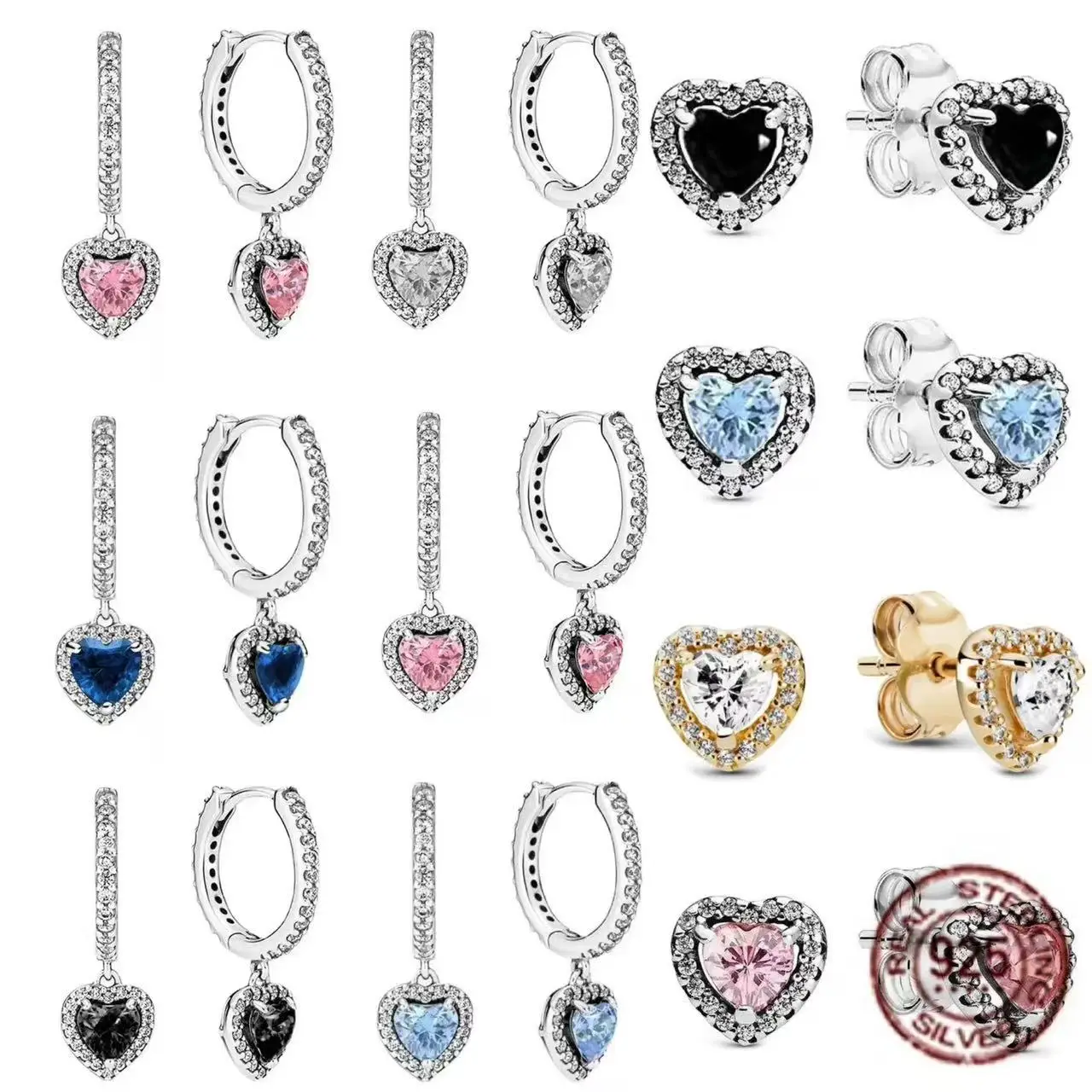 

Luxury-Inspired 925 Sterling Silver Heart Collection: Sparkling Pendants & Earrings for DIY Jewelry—Elevates Date Looks, Shiny