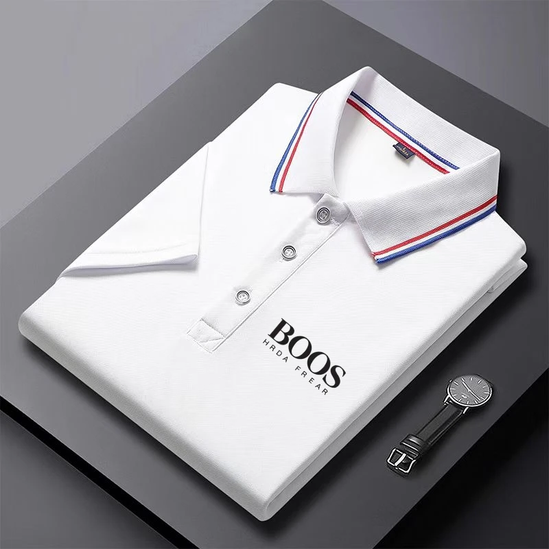 New Men'S Casual Fashion Comfortable Polo Shirt Solid Color Short Sleeve Polo Shirt Casual Fashion Collar Top image 2