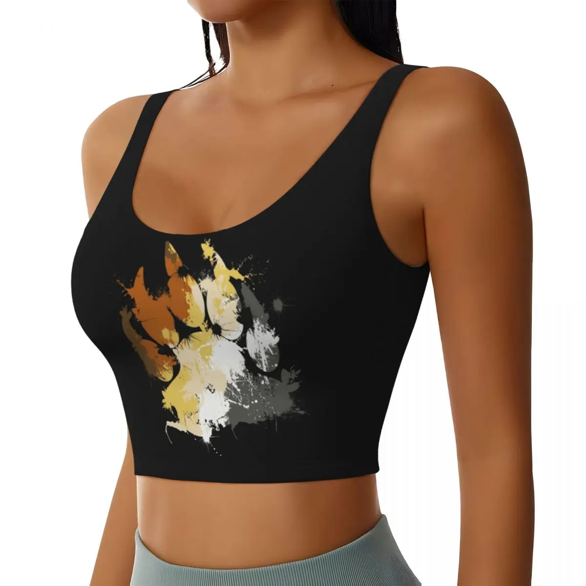 Custom Gay Bear Pride Paw High Impact Sports Bras Women LGBT GLBT Seamless Workout Running Crop Tank Tops