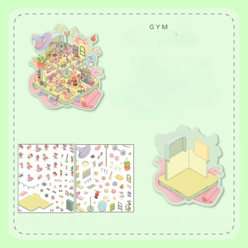 الحلو الكرتون 3D التراص المشهد ملصق لطيف أنيمي غرفة تخطيط المشهد صائق للأطفال التصميم الإبداعي سجل القصاصات ملصق هدية