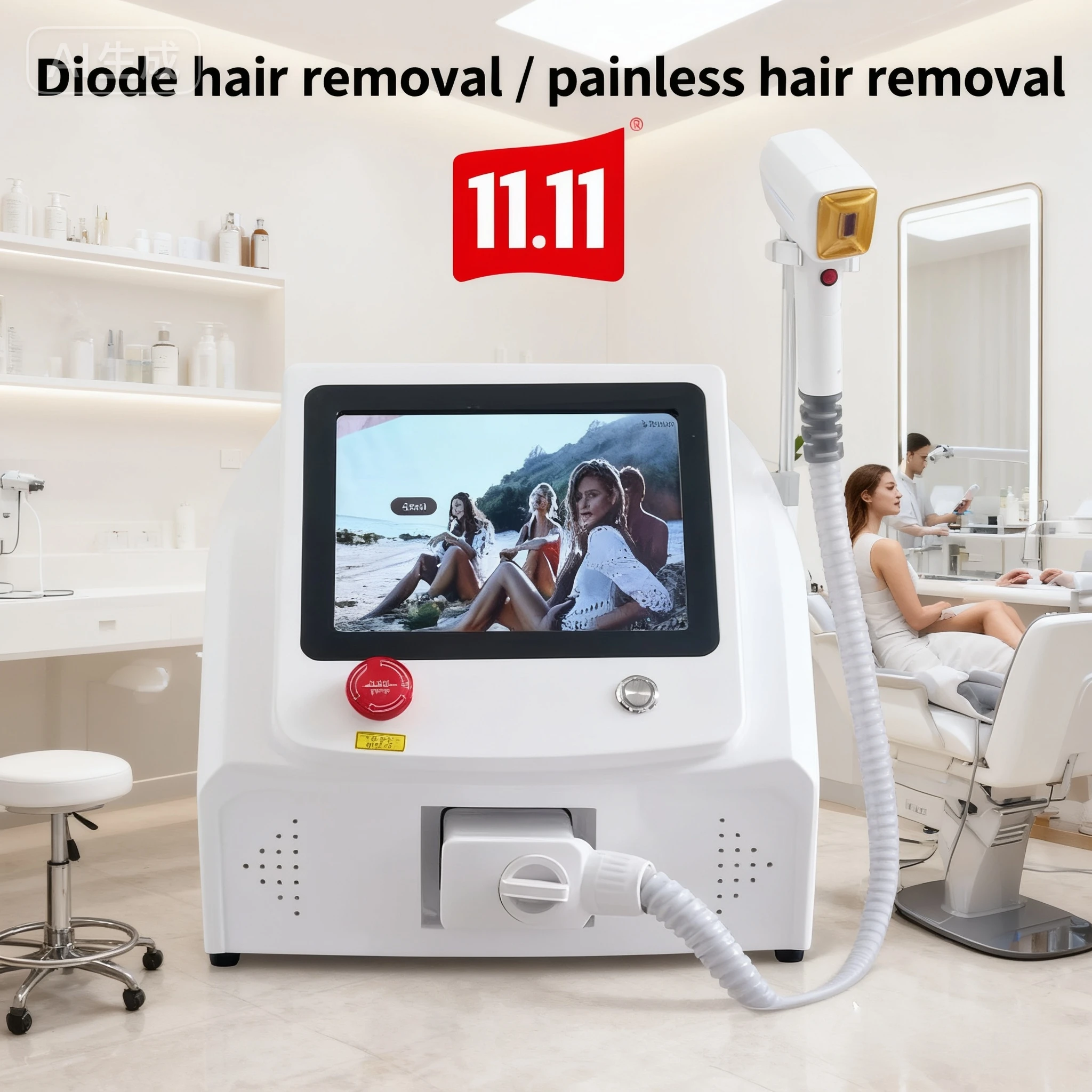

3000W Upgraded Version 808nm Diode Laser Hair Removal Device Permanent Painless Hair Removal 3 Wavelength Cooling System