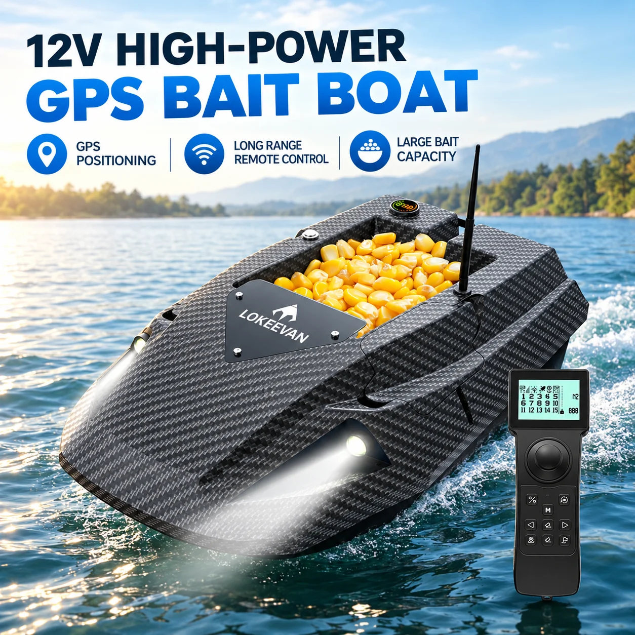 LOKEEVAN D50B Köderboot 12V 15600*2 mAh Leistungsstarkes Zugnetz-Trollhaken GPS+Beidou Satelliten-Dual-Positionierungssystem Fischköder-Wurfboot