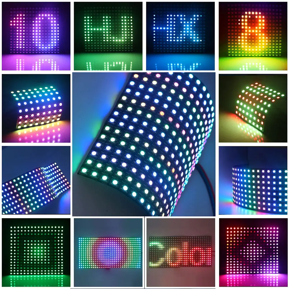 DC5V WS2812B RGB Individually Addressable Flexible Digital Panel LED Matrix Light With 28Keys Bluetooth Mic Music Controller Kit