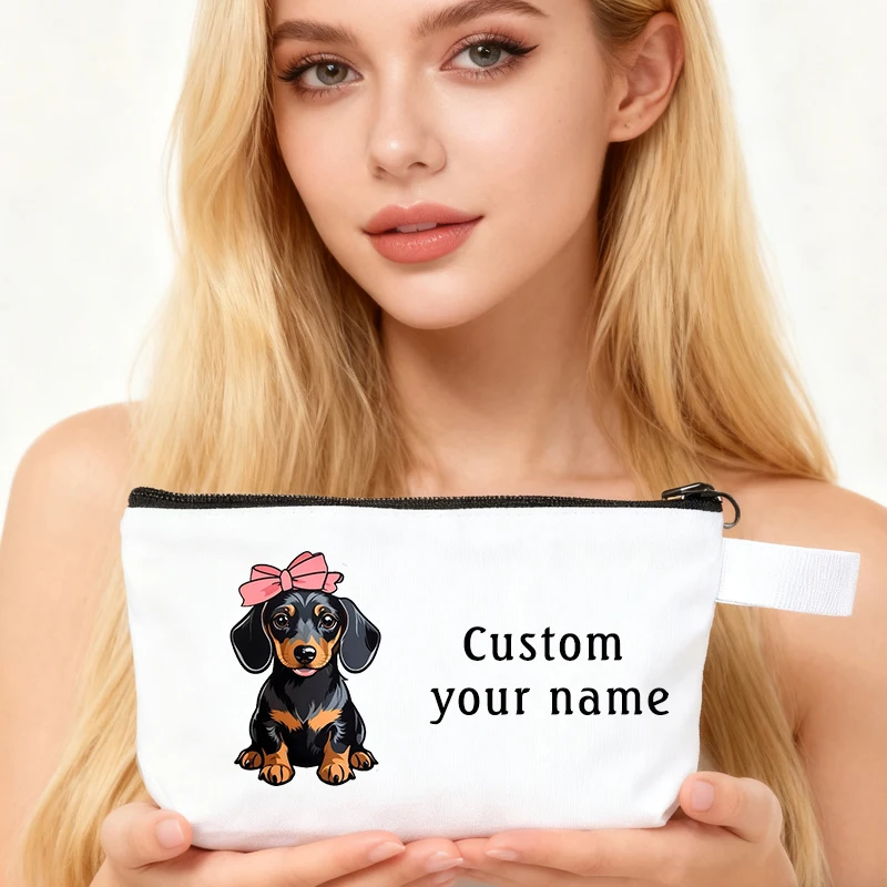 

Custom Name Makeup Bag Organizers Pet Dog Cute Lady Bags Travel Practical Accessories Pencil Cases Stationery Organizer Gift