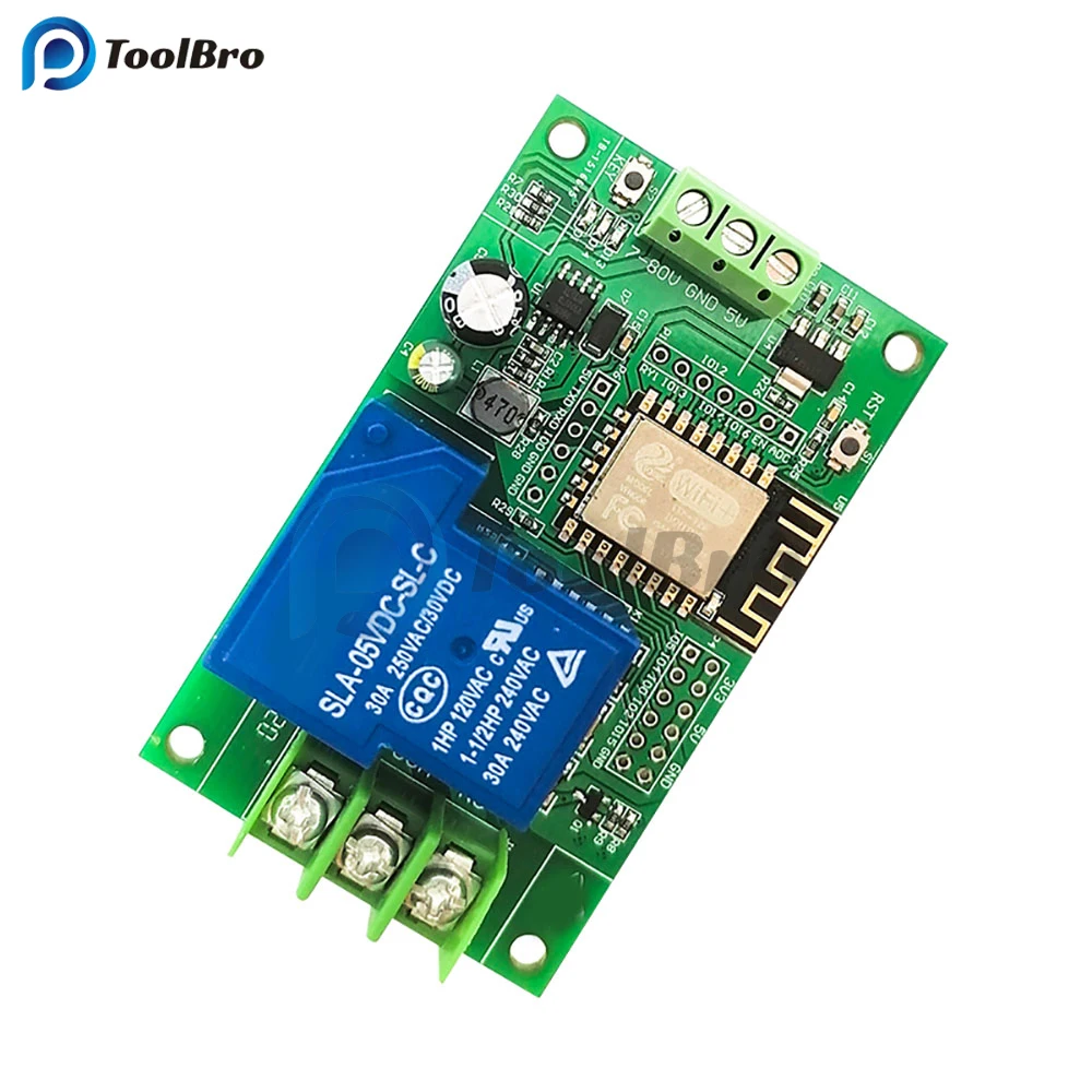 ESP8266 WIFI Single/Dual Channel Relay Module ESP-12F Development Board DC 5V 7-28V 7-80V 30A For Smart Home Wireless Control