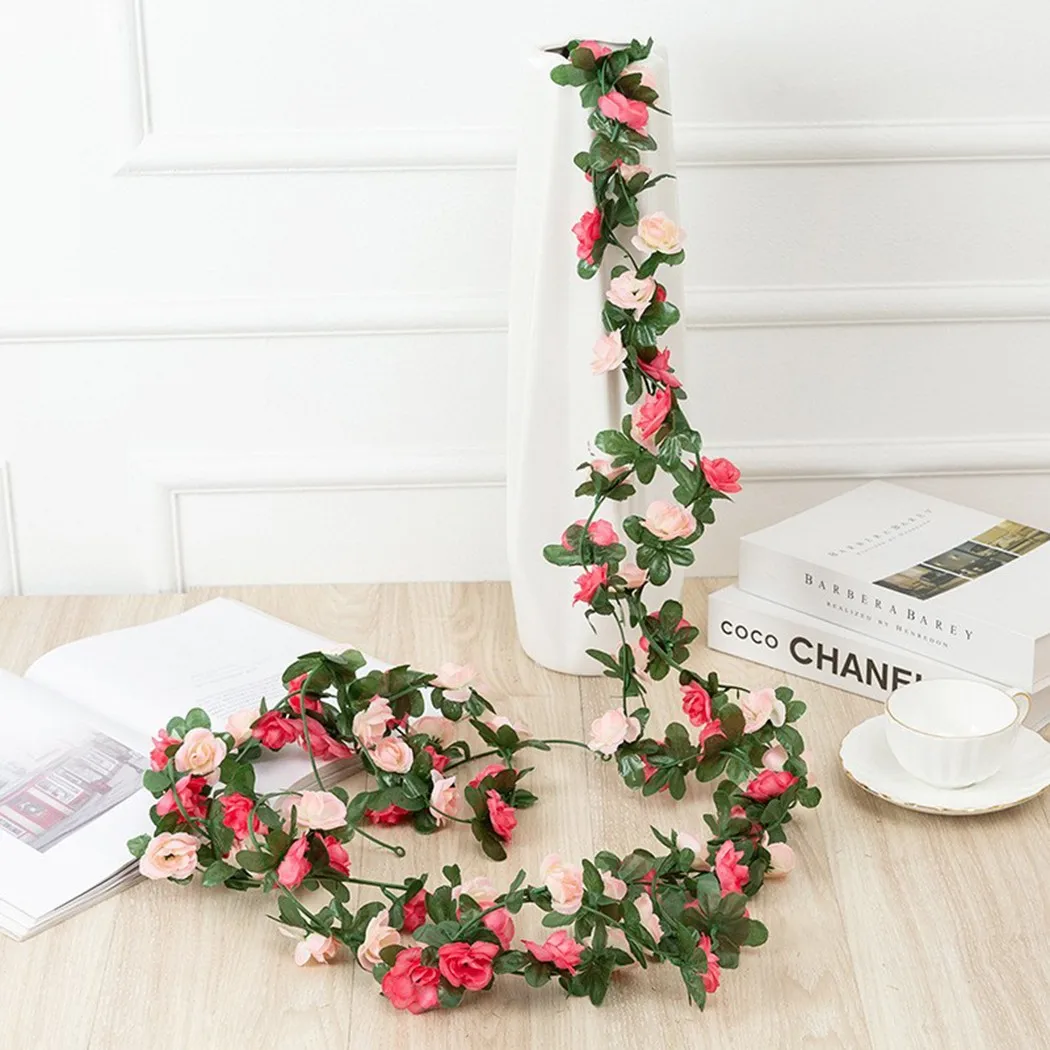 45 ดอกไม้ 8Ft ประดิษฐ์ผ้าไหมกุหลาบดอกไม้แขวน Garland ตกแต่งสวนงานแต่งงาน & งานแต่งงาน Garden Party ตกแต่งบ้าน