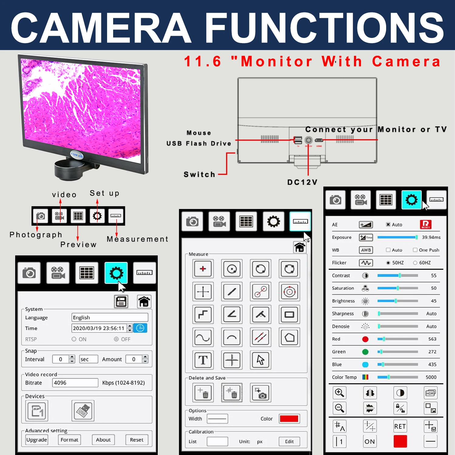 KOPPACE 40X-1600X Electron Compound Lab Microscope 2 Million Pixels 11.6-Inch All-in-One