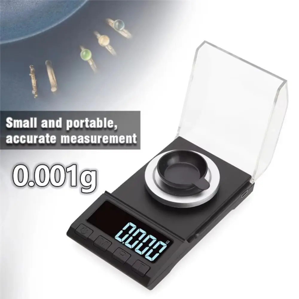 200g/100g/50g/20g/10g 0.001g Precision Digital Scale High Precision Portable Electronic Balance Scale Dustproof Accurate