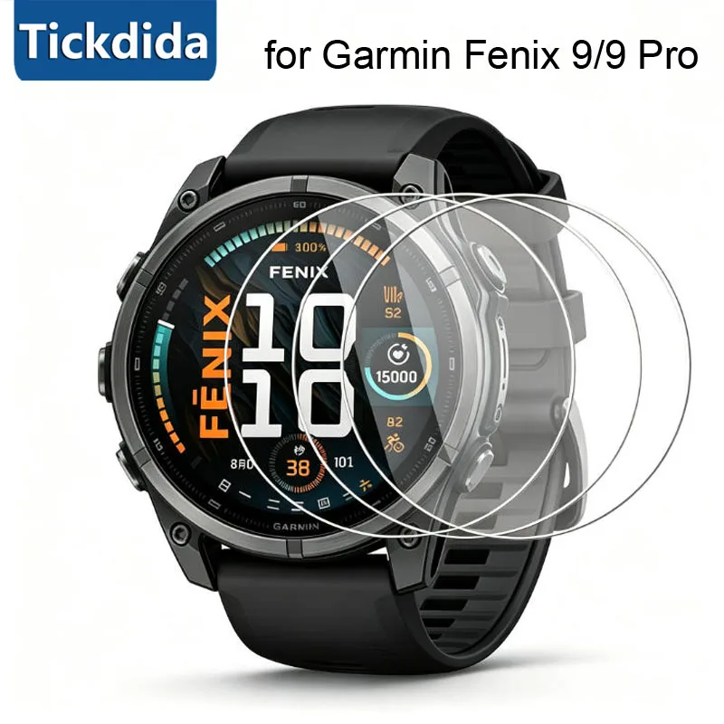 واقي شاشة زجاجي مقوى عالي الجودة 9H لساعة Garmin Fenix 9 Pro، متوفر بمقاسات 51 مم و47 مم و43 مم، يحمي من الخدوش، ملحقات إضافية.
