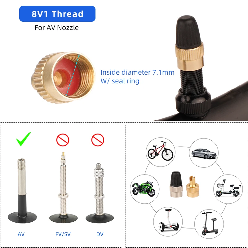 Slotted Slot Schrader Valve Cap W/ Core Remover Brass AV Nozzle Air Dust Cover for Car Trunk Motorcycles mtb Road Bike Parts