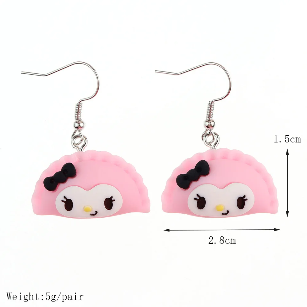 Ovxxons 1 Pair Fun Cute Cartoon Simulation Food Play Flat Dumpling Earrings Creative Childlike Fun Girl Heart Ear Hook