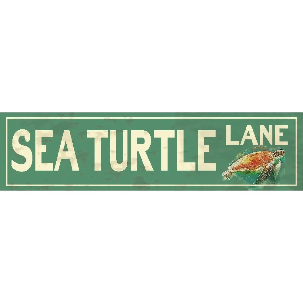 Customizable Sea Turtle Lane Metal Plaque, Vintage Nautical Street Wall Sign for Beach House Coastal Patio Home Decor (Decor Onl