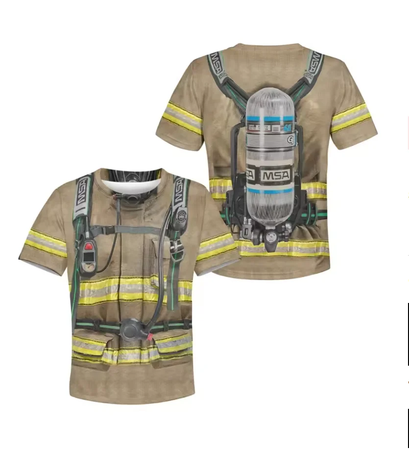 

Économie College 3D pompier Cosplay, manches courtes, col rond, streetwear décontracté, t-shirts respirants drôles, tendance est
