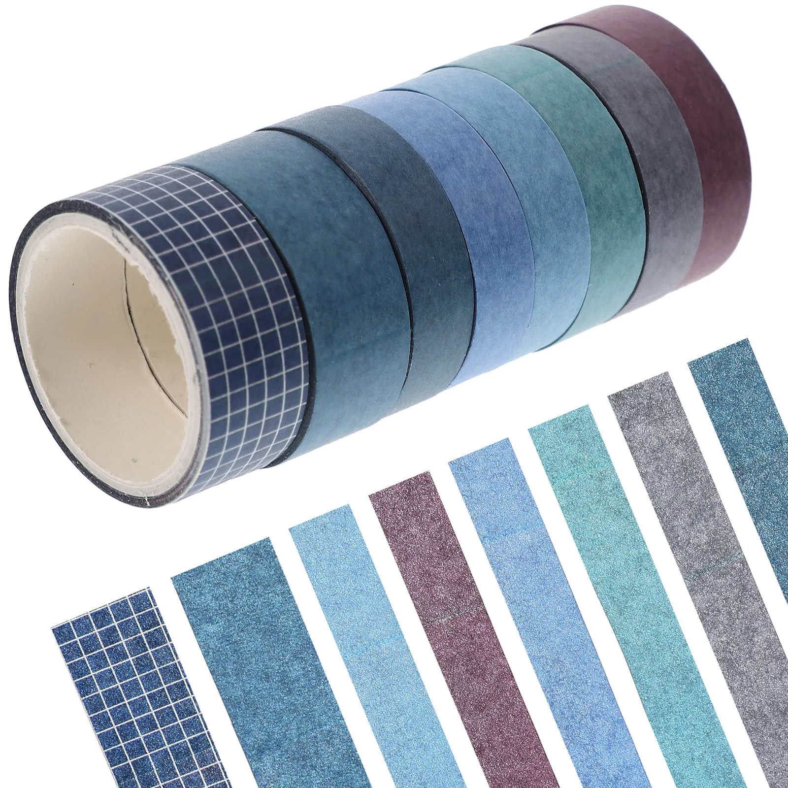 8 Rolls Washi Paper Tape Simple Design Strong Adhesion No Residue Easy Peel Off for DIY Projects Gift Wrapping Holiday Decor