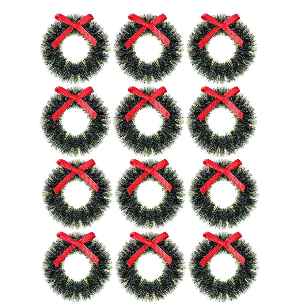 

12 Pcs Dollhouse Garland Wreath Decor Miniature Hanging Xmas Wreaths Toys Simulated Christmas