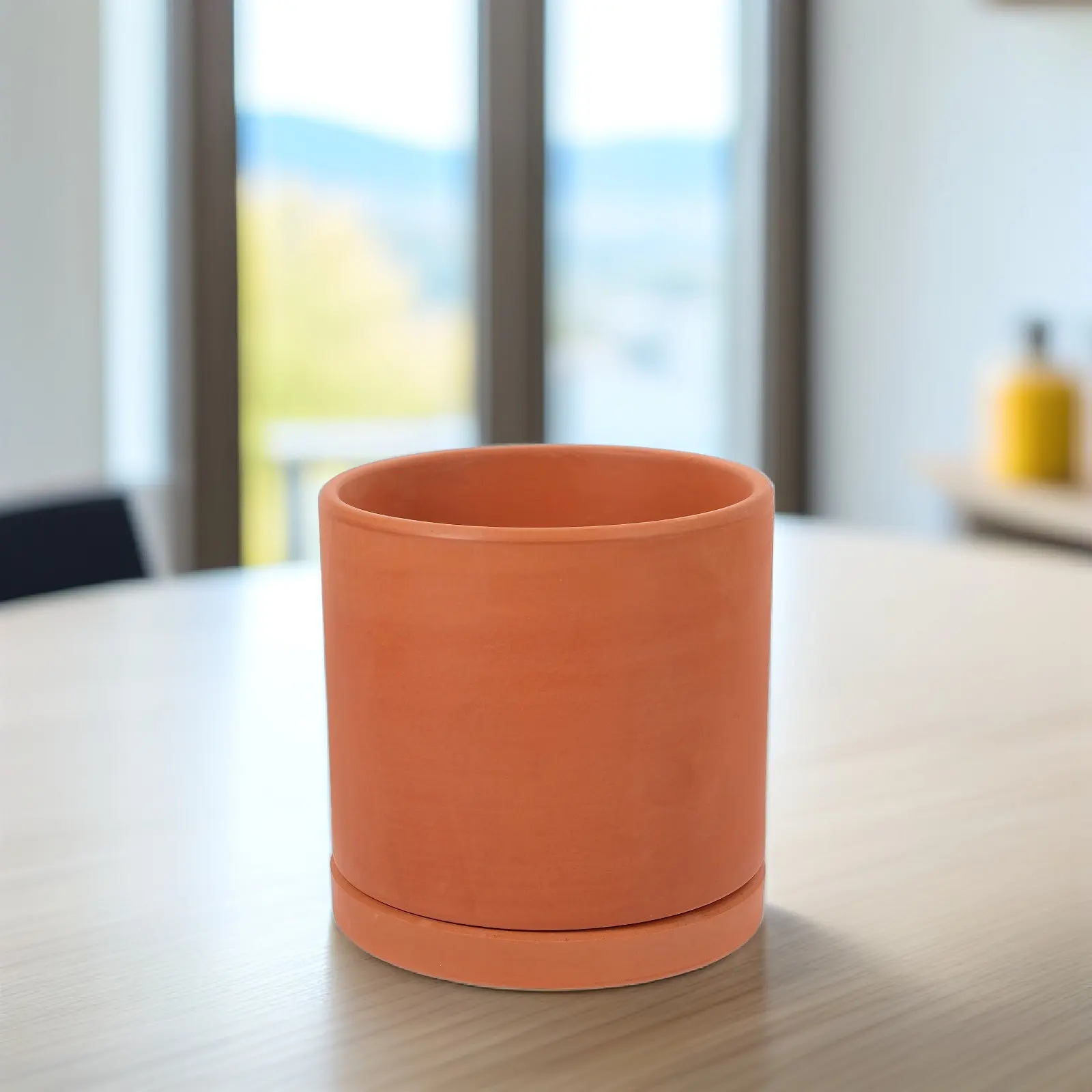 

Medium Cylindrical Terracotta Flower Pot Breathable Water Permeable Drainage Hole for Succulents Green Plants Indoor Outdoor