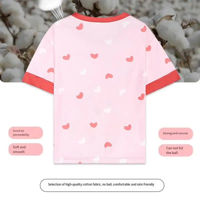 Sanrioed Cinnamoroll Pajamas Kawaii Hello Kittys Kuromi Girls Short Sleeve Shorts Cartoon Sleepwear Children Home Clothes Summer