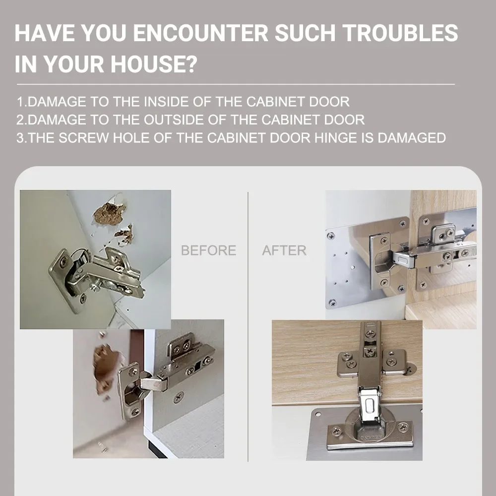 Rust Resistant Steel Cabinet Hinge Repair Plate Reinforcement Damaged Door Fix 1 2 4Pcs Heavy Duty Hardware
