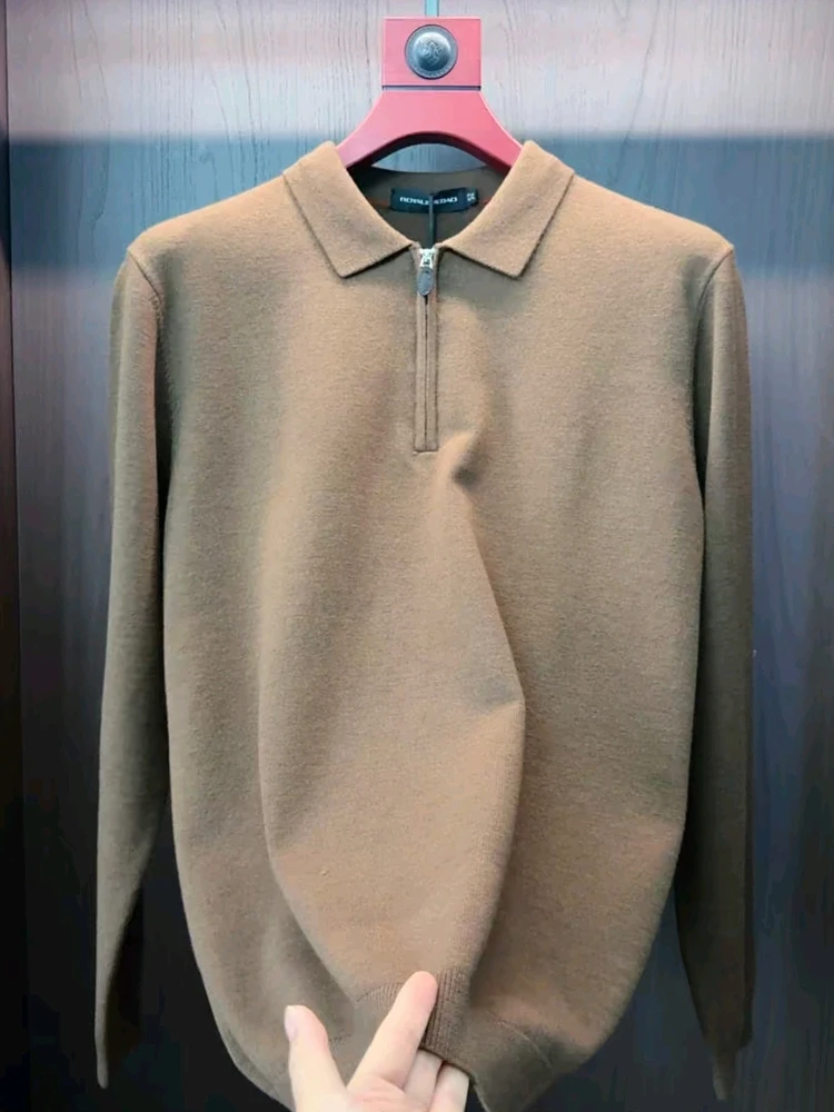 

Модный повседневный вязаный свитер для мужчин: новинка осенне-зимнего сезона, с отложным воротником на молнии, высокое качество, трендовый дизайн.