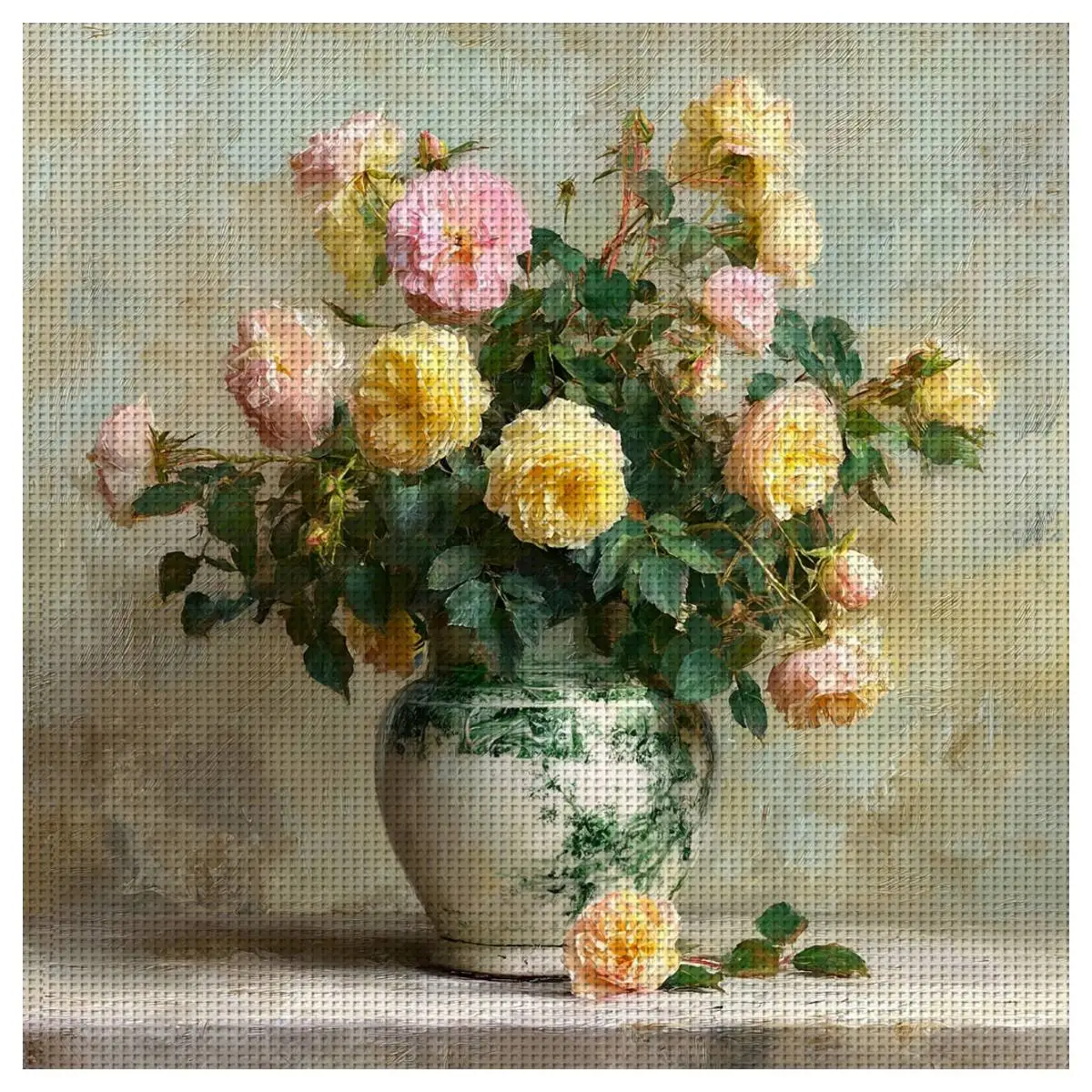 1 Stück 50X50CM/19,7 Zoll Kreuzstich-Set mit Vase, DIY-Set 11CT/14CT, DIY-Stickset, DIY-Kreuzstich-Set als Geschenk – Detail 1