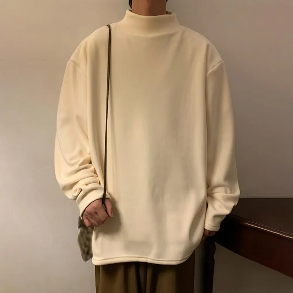 Новая футболка для маленьких мальчиков, модная осенне-зимняя однотонная термобелье с длинными рукавами, повседневные тонкие бархатные топы с высоким воротником и подогревом