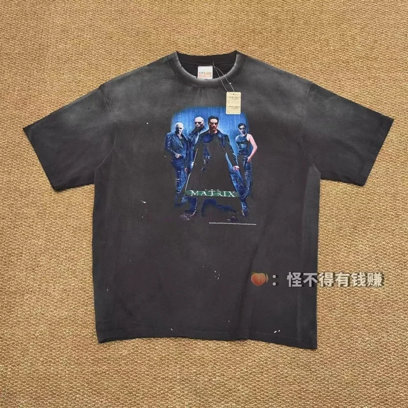 Authentic SAINT Dark Knight T-Shirt Summer Washed Round Crew Neck Oversized Unisex 100% Cotton Short-Sleeve T-Shirt — купить у AliExpress WW