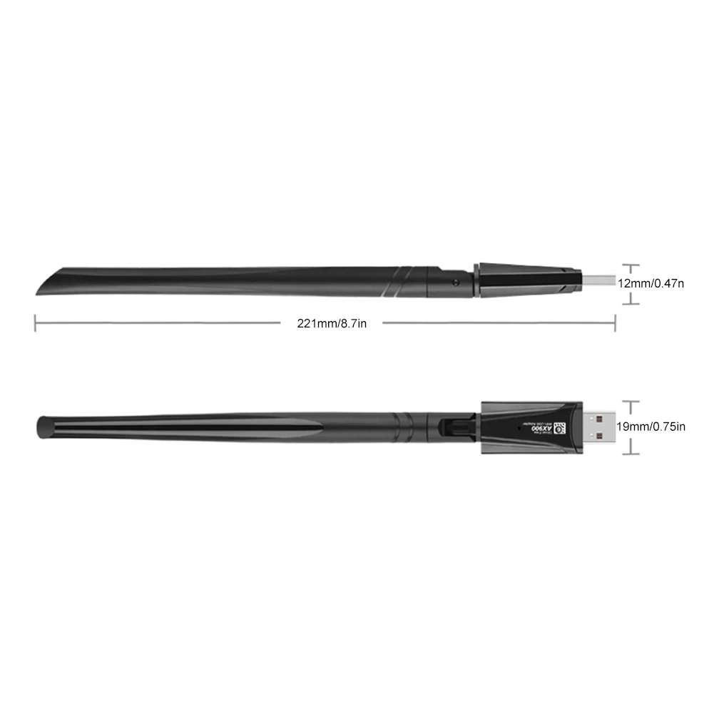 WiFi 6 Adaptor USB 900Mbps Dual Band 2.4G & 5GHz 2 In 1 Dongle Driver Gratis USB Dongle Penerima 5dbi Antena untuk Windows 7/10/11