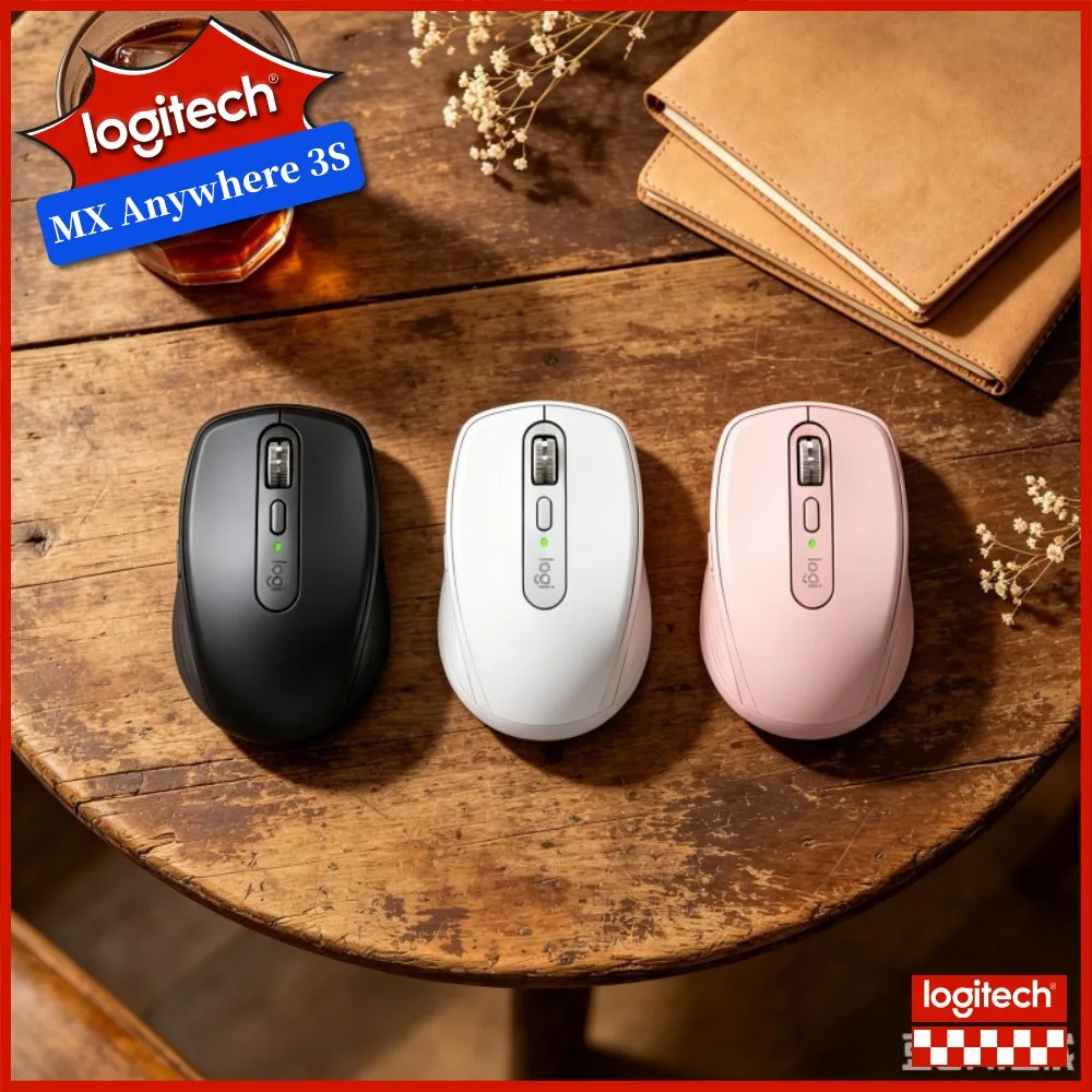 Logitech MX Anywhere 3S Travel Mouse - Darkfield 8K DPI, Magspeed Scroll, Silent Buttons, Compact Build, USB-C Quick Charging
