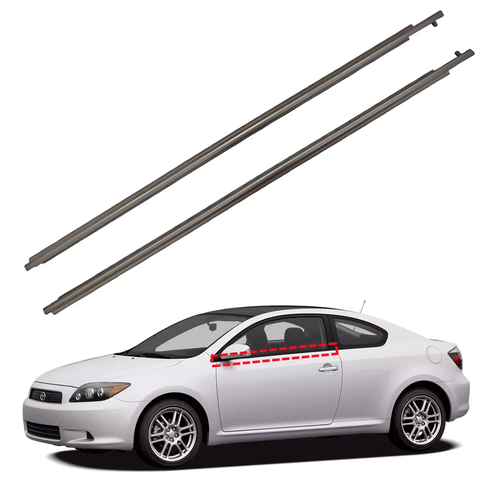 2PCS Door Window Sweep Belt Molding Weatherstrip Seal Kit For Scion TC Base Coupe 2-Door 2005-2010 OE# 75711-21030 75712-21030