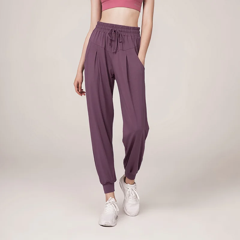 Women's High Waisted Yoga Pants with Pockets Quick Dry Loose Fit Sports Tummy Control Workout Leggings for Running Fitness Wear
