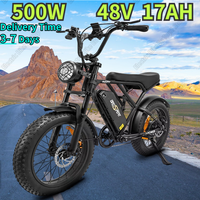 Onesport Electric Bike 500W Motor 48V17AH Battery All Terrain Retro Motorcycle 70km Range 20*4.0 Fat Tire Adult Electric Bicycle