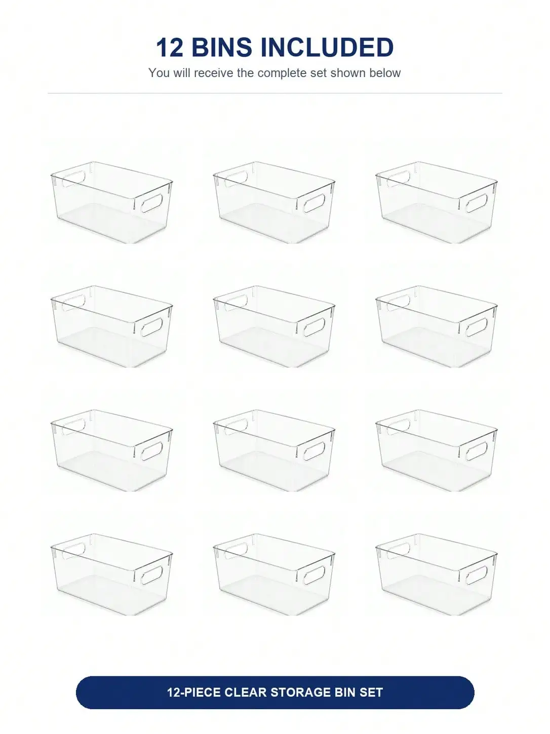 12-Pack Clear Storage Bins with Handles, Open-Top Organizer Set for Office Desk, Stationery and Home Organization view 3