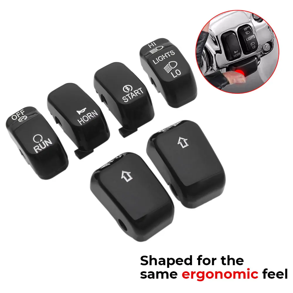 Motorcycle Hand Control Switch Caps Button Covers Kit Black Accessory For Harley Dyna Super Glide Sport Touring FXDXT 2001-2003