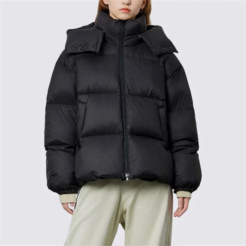 2024 winter new women\'s fashion thick warm white duck down short bread coat y2k high quality casual hooded down jacket traf