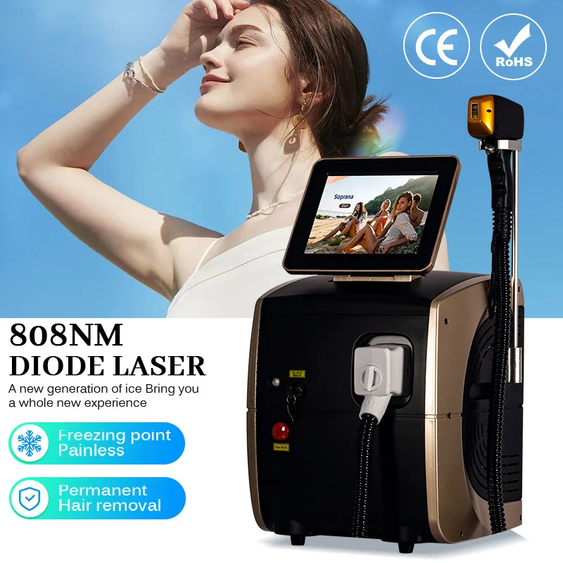 

2025 Professional Laser Epilator Ice Titanium Permanent Hair Removal 3 Wavelengths Diode Laser remove hair Machine for salon