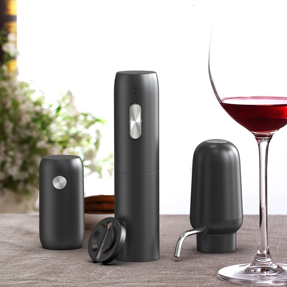 USB Rechargeable Wine Opener Set Automatic Corkscrew Electric Wine Bottle Openers With Foil Cutter For Kitchen Bar Wine Lovers