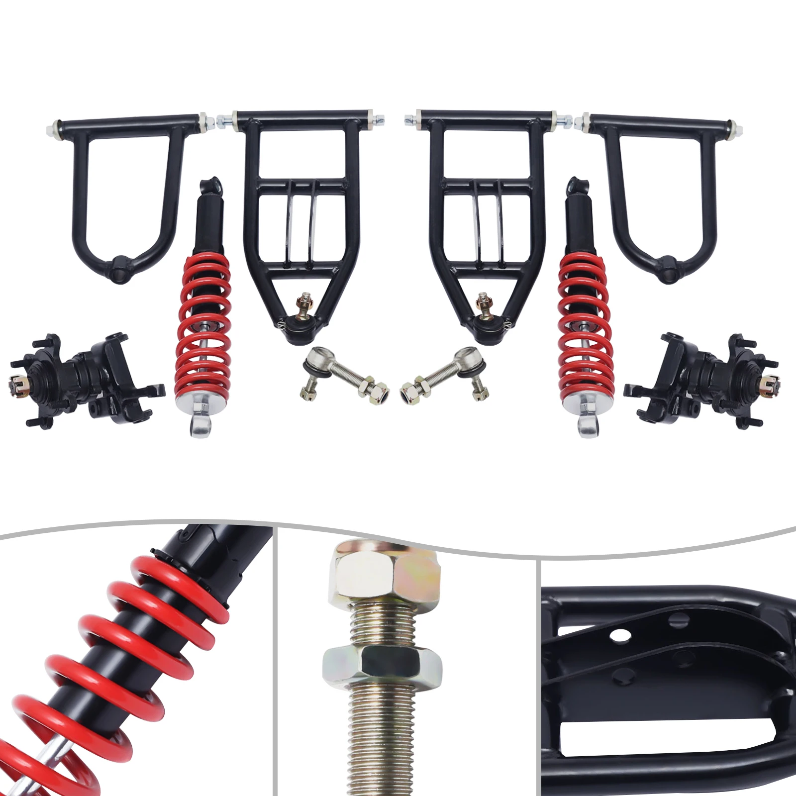 Kit de braço oscilante de suspensão dianteira para ATV/Go-Kart - conjunto de braço oscilante superior e inferior com amortecedor, substituição direta