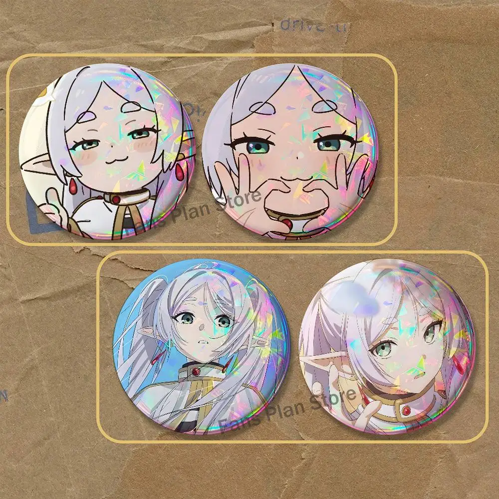 Anime F-Frieren Fanart Brooches For Backpack Accessories 25,32,44,58,75mm Round Enamel Pins 2-piece Set Cartoon Anime Badge
