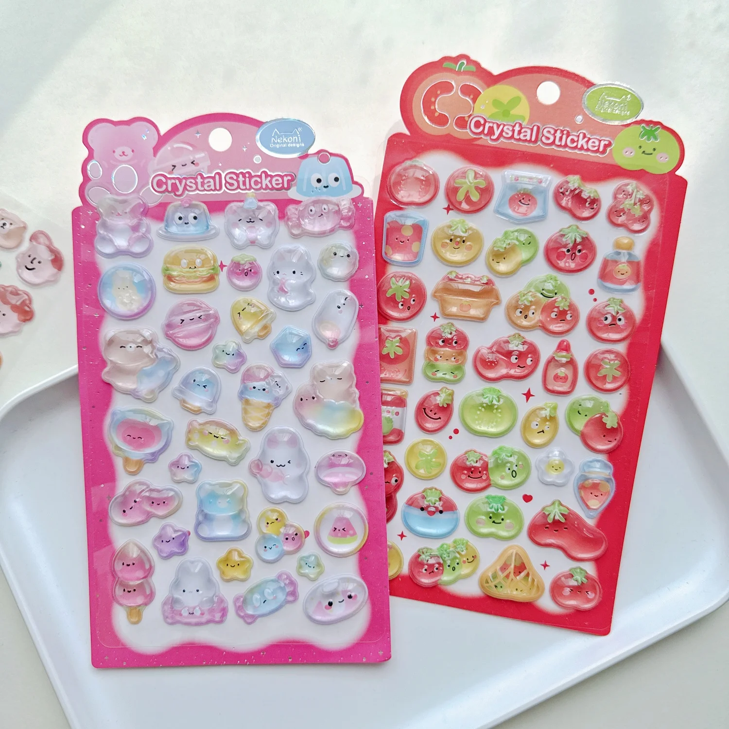 NEKONI Divertidos Tomates Animales de Goma Pegatinas 3D en Relieve para Scrapbooking, DIY, Diario, Papelería, Decoración, Pegatinas Escolares Lindas