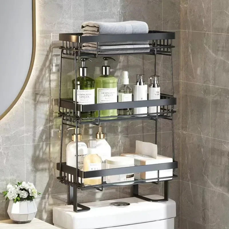 

Household Toilet On Storage Shelves No-perforated Shampoo Bathroom Holder Multilayer Non-slip Bath Shelves